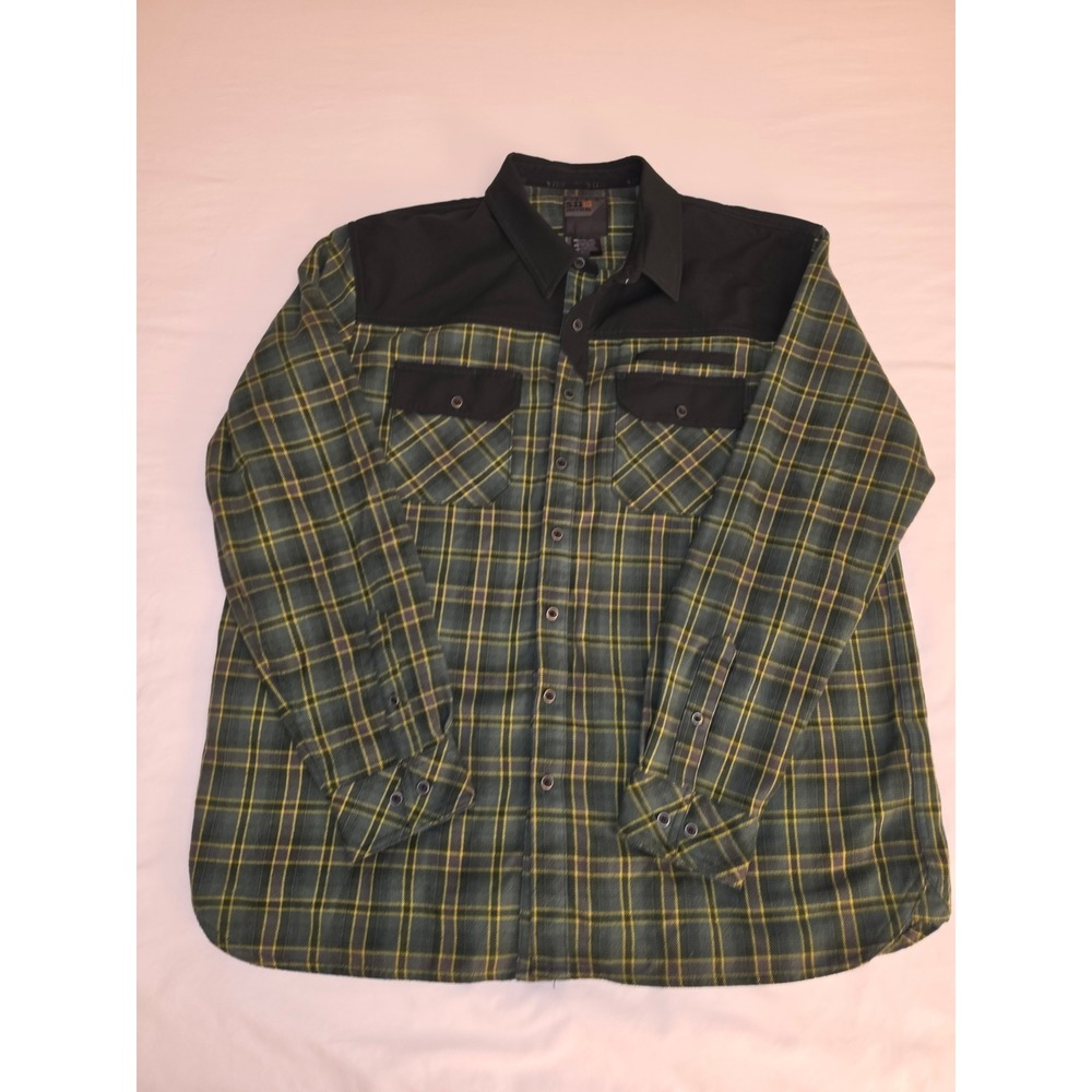 5.11 Tactical Mens XL Plaid Flannel Shirt Green Black Long Sleeve Button Up